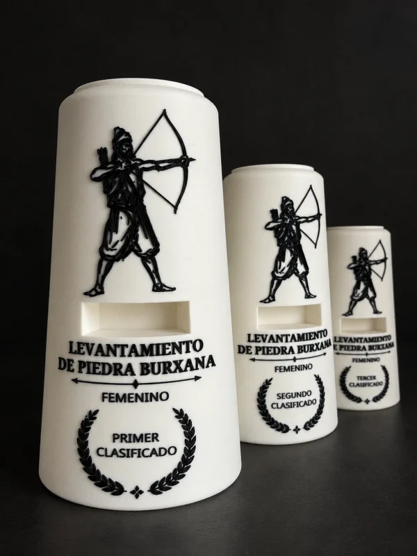 Trofeos 3D personalizados de levantamiento de Piedra Burxana femenino para los Juegos Moriscos de Purchena 2026